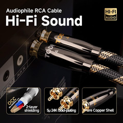 1.64Ft Audiophile OCC RCA Cables Dual Shielded for Hifi Stereo Audio | RCA to RC