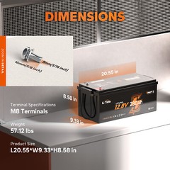 LiTime 12V 280Ah Bluetooth LiFePO4 Lithium Battery For RV Solar Boat-Refurbished