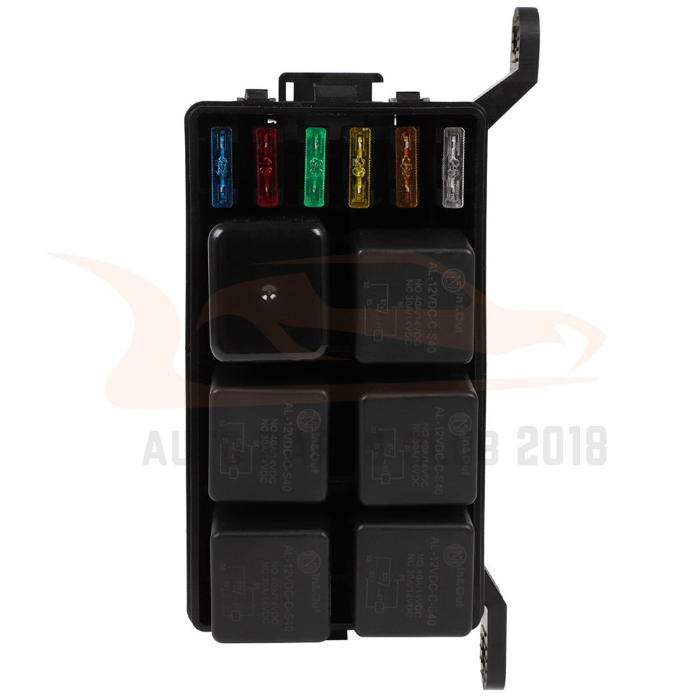 Automotive 12 Slot Relay Box 6 Way ATC/ATO Fuse Holder Block 12V 40A Universal