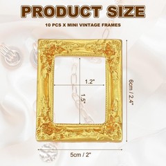 uxcell 10pcs Vintage Resin Picture Frames, Mini Tiny 1.5 x 1.2 inch, Gold