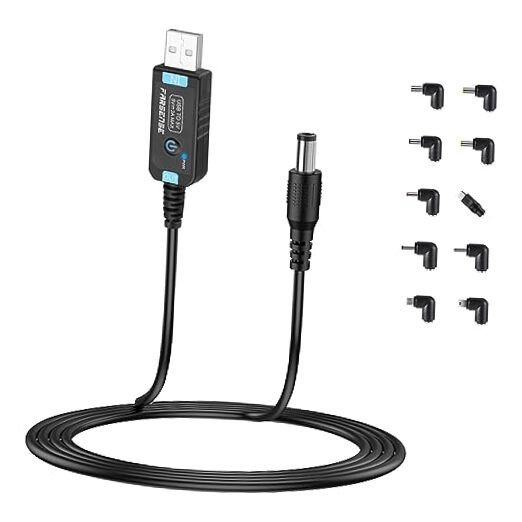 USB to DC 5V Power Cord, Universal DC 5.5×2.1mm Barrel Plug Charging