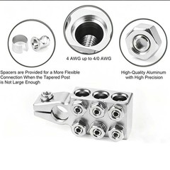 Battery Terminal Clamps 1/0 2 4 8 AWG Gauge 12-Way Connectors Positive Negative