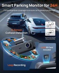 4K Ultra HD Dash Cam with 3-Channel Recording & Night Vision (64GB Included)