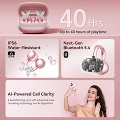 Gen2 Clip-On Open Ear Earbuds with Sparkle Butterfly Earrings, Earrings-On St…
