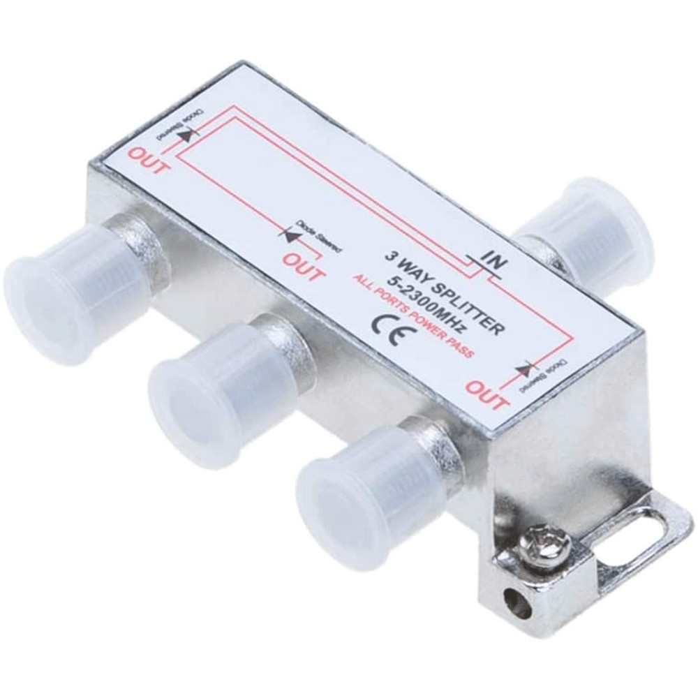 3 Way TV Splitter 5-2300 MHz Coax Cable Adapter for RG59 RG6 HDTV Satellite