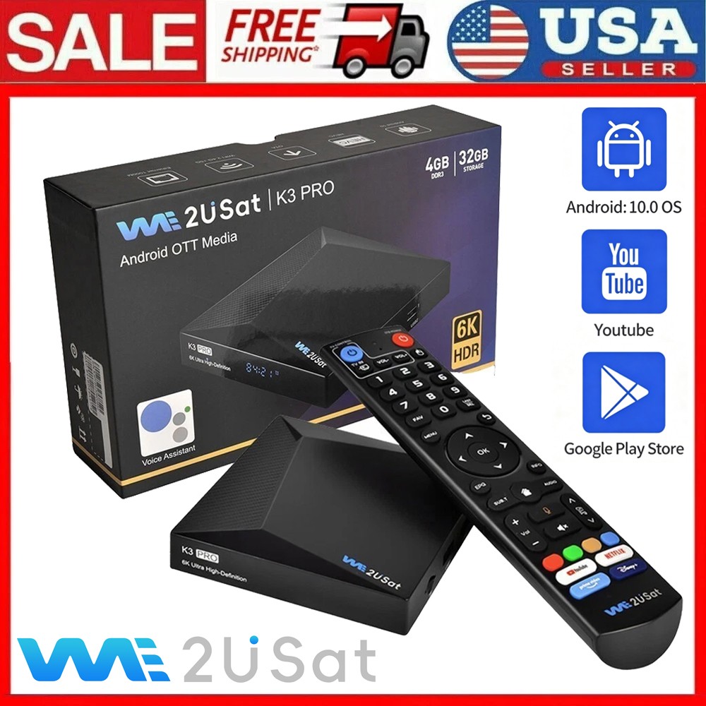 WE2USAT K3 PRO 6K Ultra HD Android 10.0 IPTV Box Dual WiFi Google Play YouTube