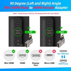 2-Pack 90° Mini HDMI to HDMI Right/Left L-Shaped Adapter 8K@60Hz 4K@120Hz Slim