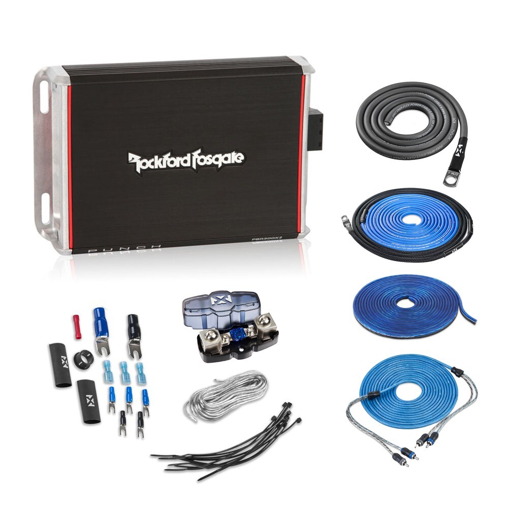 Rockford Fosgate PBR300X2 300W 2-Channel Car Amplifier w/ Free 8-Gauge Amp Kit