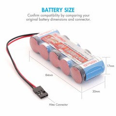 Tenergy NiMH 6V 1600mAh Flat and Hump Receiver Battery Pack With Hitec Connector