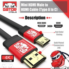 Mini HDMI to HDMI Cable Adapter Converter 4K UHD High Speed HD HDMI A to Mini C