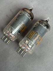 Pair RCA 6AU6A tubes, black plates, new old stock matched date codes MT = 1962