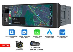 6.28″ Single DIN Wireless CarPlay Android Auto Head Unit Bluetooth Car Stereo FM