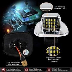 LED License Plate Light Tag Lamp Assembly Chrome Housing – 1988-1999 Chevy GMC