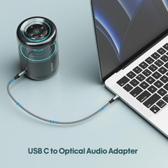 Unidirectional USB C to Toslink Digital Optical Audio Cable 10 Ft, USB 2.0 Male