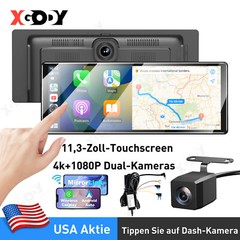 11.3″ Portable Dash Cam Wireless Apple CarPlay Android Auto Car Stereo microSD