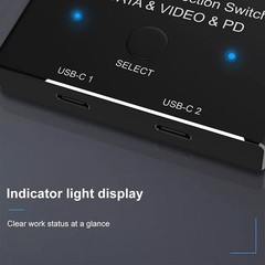 USB–Bi-Direction Switch MST 1 to 2 Hub Video Data PD 8K30hz 100W 10Gbps