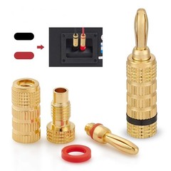 8PCS 24k Gold Plated Speaker Banana Plugs-Closed Screw Type HIFI audio Cable