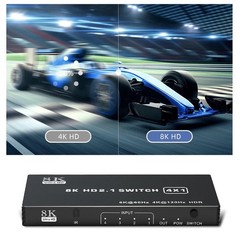 4 Port 8K HDMI 2.1 Switch 4 in 1 out 4K 120Hz HDR HDMI 2.1 Switcher 4X1 HDCP 2.3