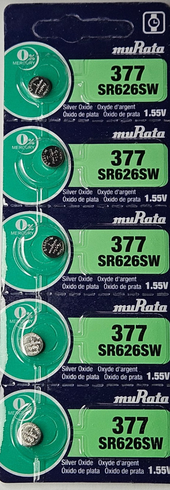 5 PK MURATA 377 SR626SW SILVER OXIDE MADE IN JAPAN (GREAT EXP 10/32) FREE SHIP