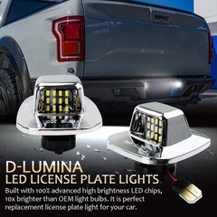 LED License Plate Light Tag Lamp Assembly Chrome Housing – 1988-1999 Chevy GMC