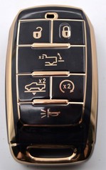 Dodge 5 Button Key Fob Cover 2019-2023 Black Gold Case w/ Keychain Tool