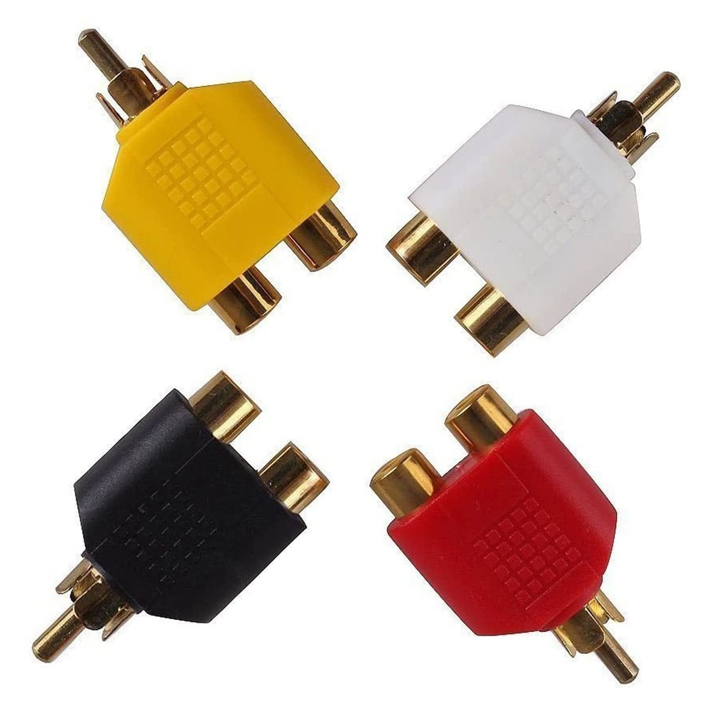 4 Pcs RCA Y Splitter Plug Adapter 2 Female to 1 Male for Audio Video Av Tv Ca…