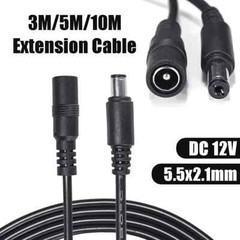 3/5/10m DC 12V Power Extension Cable Cord 5.5×2.1mm Plug Wire for CCTV Camera