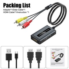 RCA to HDMI Converter, Analog Composite to HDMI Adapter Compatible VCR,DVD,VHS