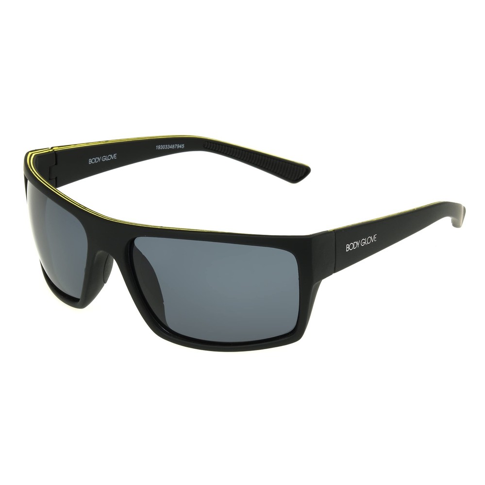 Body Glove Waterman Rectangle Sunglasses, Black, 58 mm 58 mm, Black