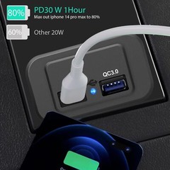 2X 12-24V 4.8ADual USB PD QC3.0 Car Boat RV Fast Charger Socket LED Power Outlet