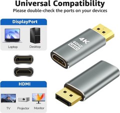 3Pk 4K Display Port to HDMI Male Female Adapter Converter DisplayPort DP to HDMI