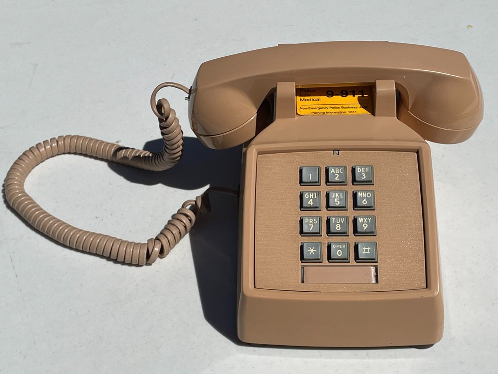 ITT Vintage Rotary Desktop Phone Tan Push Dial