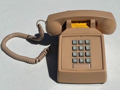 ITT Vintage Rotary Desktop Phone Tan Push Dial