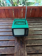 Vintage Russian Portable Television TV ELEKTRONIKA 409 D in green color