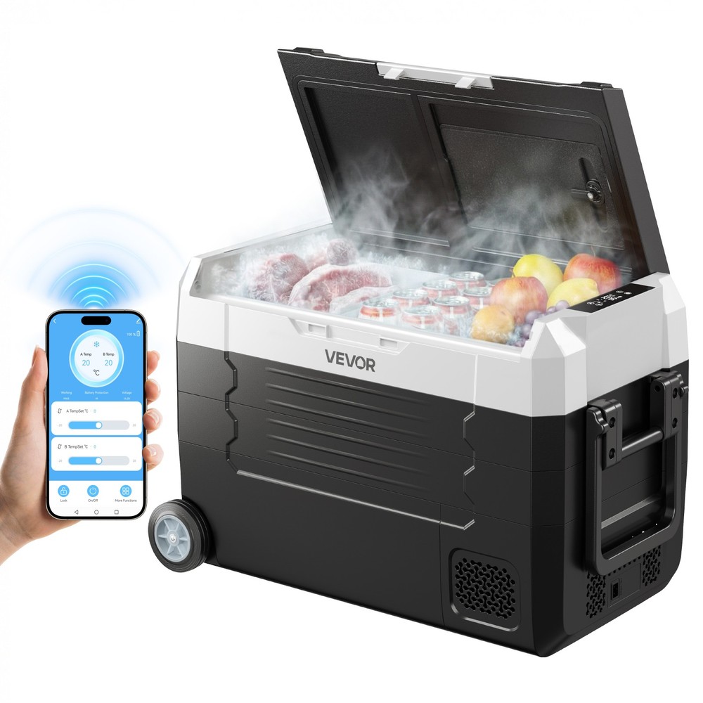 VEVOR Car Refrigerator 37 QT Compressor Electric Cooler with Wheels & Dual Zone
