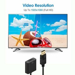 Display Port DP to VGA Adapter Cable cord 1080P for laptop desktop Game Monitor