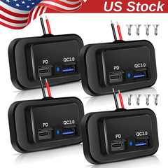 12-24V 4.8A Dual USB PD QC3.0 Car Boat RV Charger Socket LED Power Outlet lot