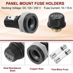 4 Pcs Panel Mount Fuse Holder, 10/15A AC 125/250V 5 x 20mm Fuse Compatible