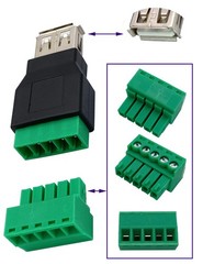2 PCS USB 2.0 A Screw Terminal Block Adapter Female to 5 Pin Bolt Shield