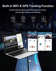 Jomise Dual Dash Cam WiFi GPS UHD Car DVR Camera 4K+1080P Recorder 3840x2160P