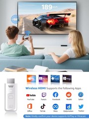 Wireless HDMI Display Dongle Adapter, 4K Decode 1080P@60Hz Wireless Plug & Play