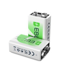 EBL 9V Li-Ion Rechargeable Batteries 9 Volt 6F22 / 4 Slot Battery Charger Lot