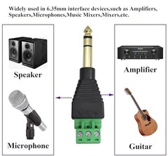 “6.35mm TRS Audio Screw Terminal Block Adapter – 3 Pin Female Connector, 5 Pack”