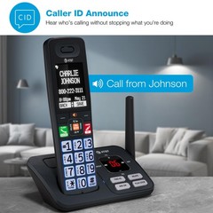 AT&T DECT 6.0 Cordless Phone, 3-Handset – Smart Call 3 Handsets, Black