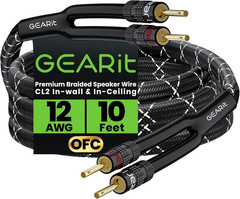 12 Gauge Speaker Cable with Banana Plugs 6 Ft,Cl2 Rated OFC Speaker Wire with Go