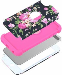 For iPod Touch 5th 6th 7th Gen – Hard Hybrid Armor Impact Case Pink Black Flower