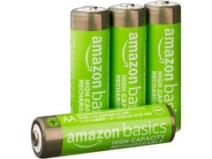 Amazon Basics Rechargeable AA Batteries, 4-Pack, 2400 mAh, NiMH High-Capacity