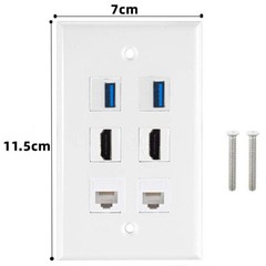 HDMI 2.0 Wall Plate 6 Port Wall Plate HDMI Ethernet USB 3.0 Adapter Panel Outlet