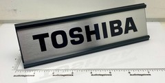 Toshiba Stereo Desk Sign – Custom Silver Aluminum