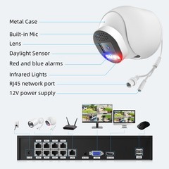 SmartSF 5MP POE Security Camera Audio Recording Outdoor Color Night IP67